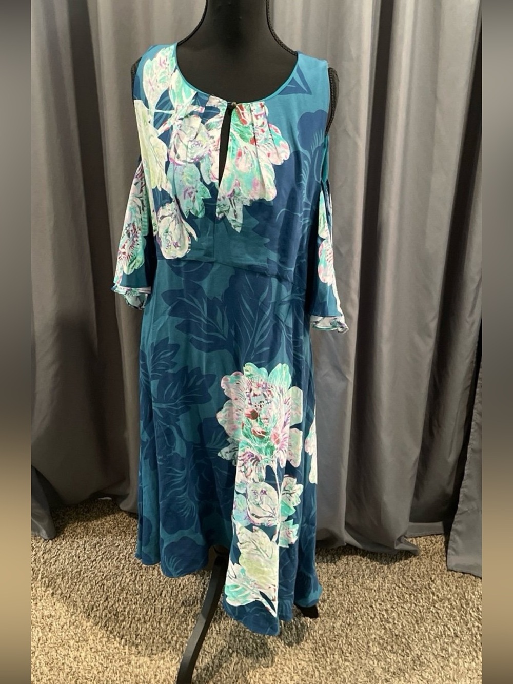 maeve anthropologie elia floral print cold shoulder dress size 14